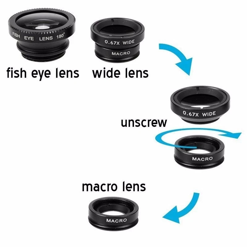 ClipWorks 3-in-1 Phone Camera Lens Kit
