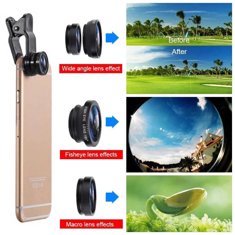 ClipWorks 3-in-1 Phone Camera Lens Kit