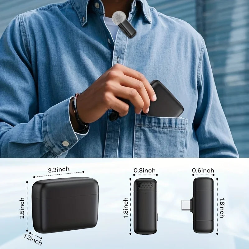 ClipWorks Wireless Lavalier Microphone for IPhone & USB-C | Plug & Play Creator Mic with Charging Case