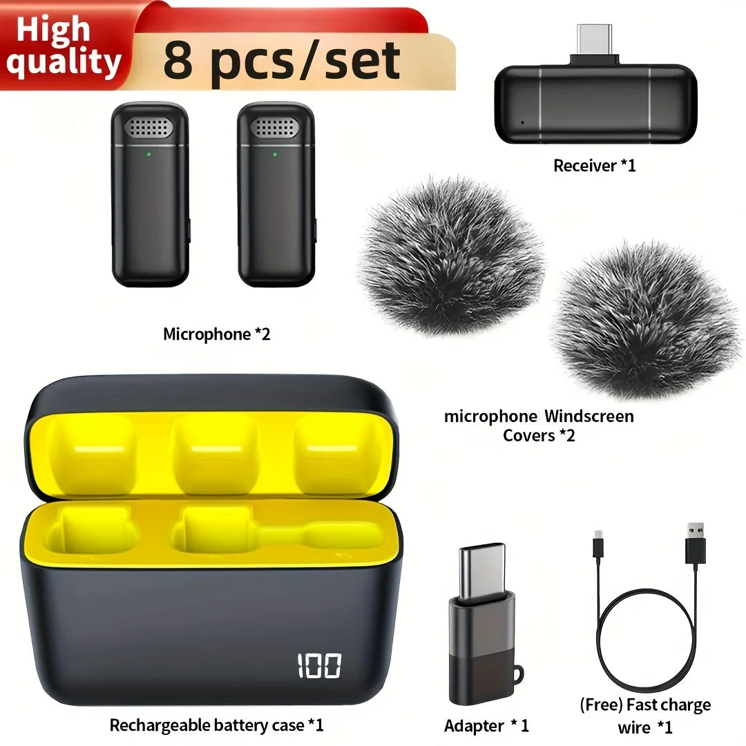 ClipWorks Wireless Lavalier Microphone for IPhone & USB-C | Plug & Play Creator Mic with Charging Case