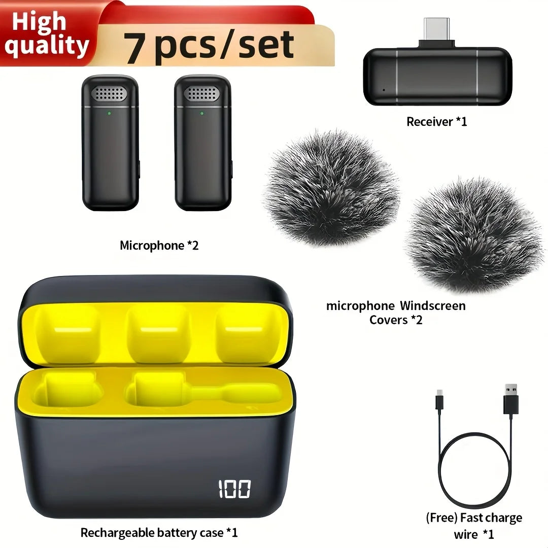 ClipWorks Wireless Lavalier Microphone for IPhone & USB-C | Plug & Play Creator Mic with Charging Case