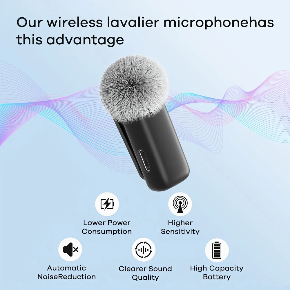 ClipWorks Wireless Lavalier Microphone for IPhone & USB-C | Plug & Play Creator Mic with Charging Case