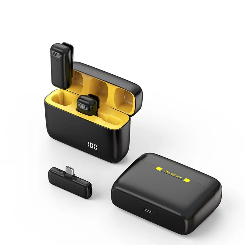 ClipWorks Wireless Lavalier Microphone for IPhone & USB-C | Plug & Play Creator Mic with Charging Case