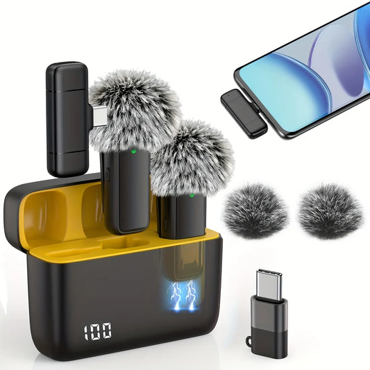 ClipWorks Wireless Lavalier Microphone for IPhone & USB-C | Plug & Play Creator Mic with Charging Case